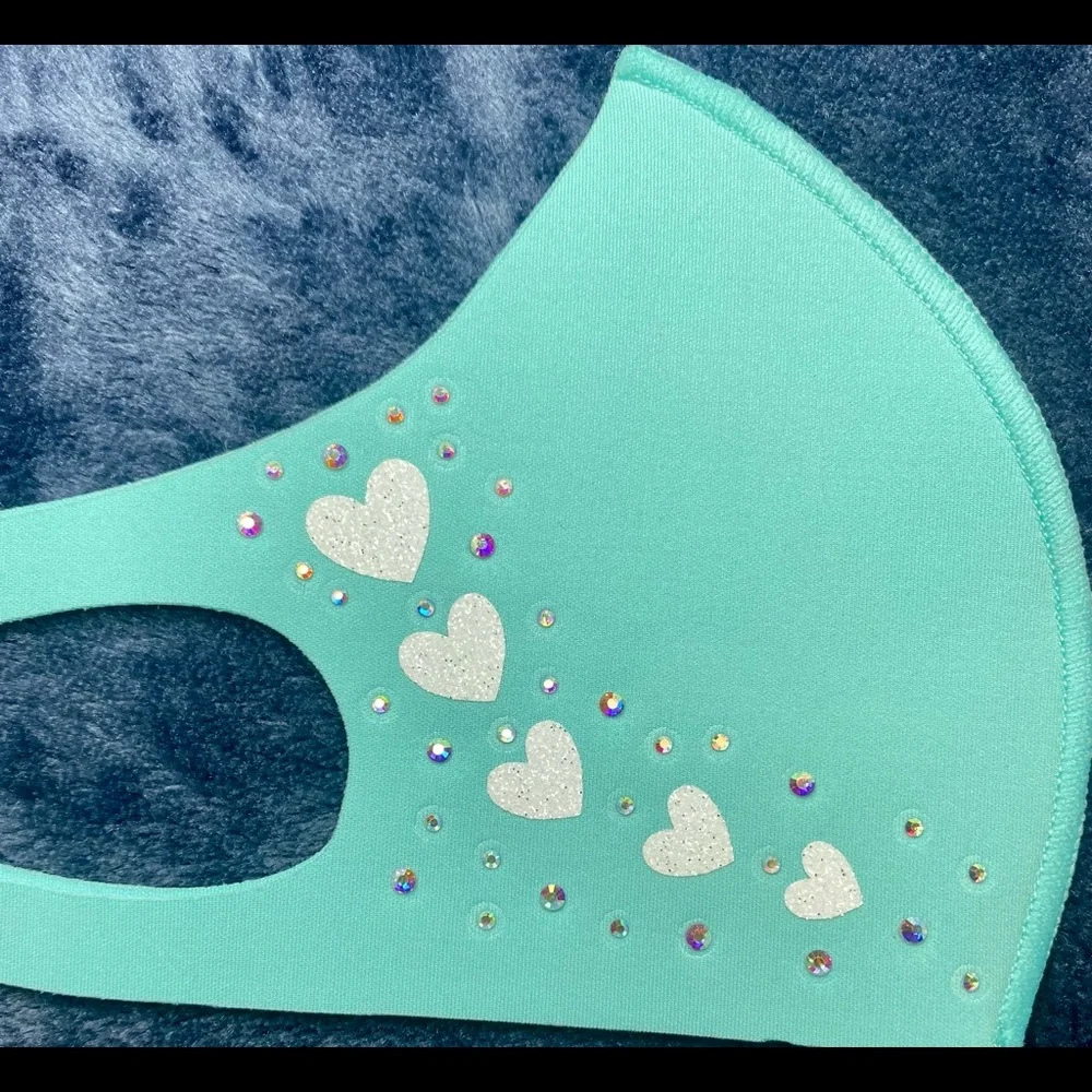 Hearts rhinestone face mask